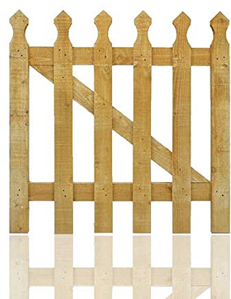 zeeyrak 90CM x 90CM Pressure Treated Wooden Picket Garden Gate, Handmade Wood Gate, Decorative Garden Gate