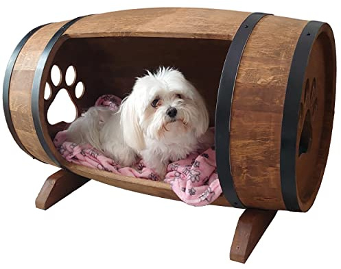 CREATIVE COOPER hundkoja, tunnformad hundkoja i trä, hundgård i rustik stil, solid och elegant 80x50 cm, hundbädd för små hundar