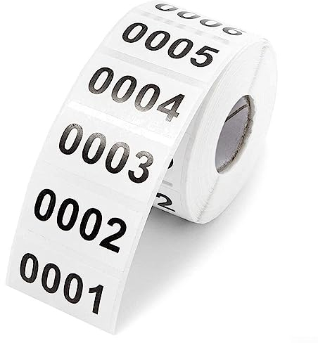 Aufeinanderfolgende Zahlen-Etiketten, 1-1000 fortlaufende Zahlen, Inventar-Etiketten, Aufkleber, Bögen – 40 x 20 mm