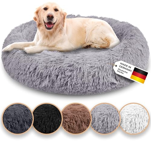 Belune® Hundebett [mit waschbarem Bezug] - Das Original - [L, 100cm, Hellgrau] Hundekorb, Katzenbett, Hundekörbchen, Dog Bed, Flauschiges Hundebett für große, mittelgroße & kleine Hunde