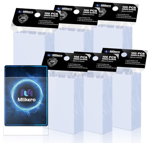 Mlikero 600 Kartenhüllen, Perfekt Passende Innenhüllen, Ideal für Doppelhüllen, Karten Hüllen Sleeves Sammelkartenhüllen Kompatibel Mit MTG, TCG, Fußballkarten, Sportkarten, 64 x 89 mm