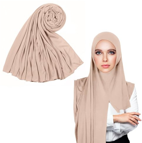 TYGFRT Muslim Women's Hijab - Plain Scarf, Wind & Sun Protection, Knitted, Middle East Women's Clothing (Pink)