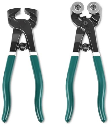 GINWORD 2Pcs Glass Tile Nippers Set, Heavy Duty Wheeled Glass Mosaic Nipper & Hd Ceramic Tile Nipper, Tile Cutter, Mosaic Cutter Tool for Cutting Glass Mosaic, Ceramics, Stone, Metal
