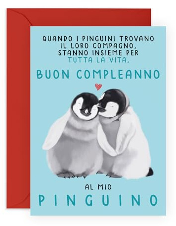 Central 23 Simpatico Biglietto Di Compleanno Per Uomo Donna - AL MIO PINGUINO - Dolci Biglietti Di Auguri Per Marito, Moglie, Fidanzato, Fidanzata - Regalo Per Coppia - Fornito Con Adesivi