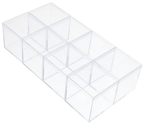 BEBEMOKO 8 Piezas Joyero De Cajas Cuadradas Transparentes Con Tapas Cubo Para Cajas De Obsequio De Plástico Para Guardar Joyas Para Organizar Pequeños Objetos Su Dormitorio