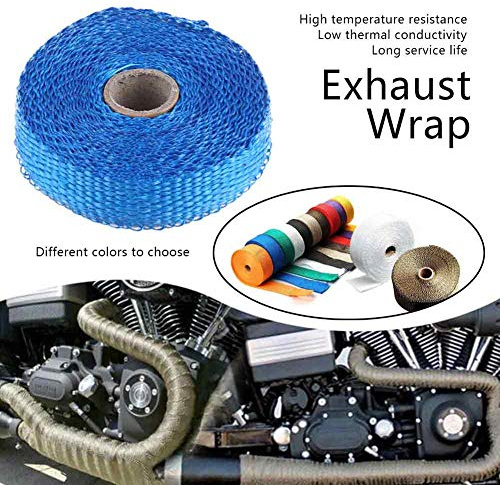 Ruban Isolant pour Voiture, 5m, Enveloppe Thermique, Protection Thermique pour Système D'échappement de Voiture, Couleur Titane (Bleu)