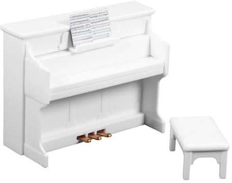 UPKOCH Mini Piano Maison De PoupéE avec Tabouret Et Partition DéCoration Miniature RéAliste Meubles Miniatures pour Accessoires De Maison De PoupéE ModèLe Instrument 3.58X2.76X1.57 Pouces