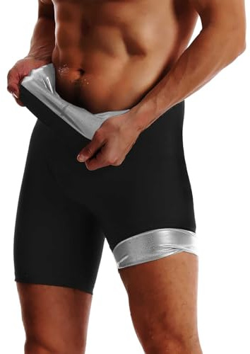 Generisch Short de sauna pour homme - Pantalon stimulant la transpiration pour le fitness, la formation, le yoga - Short de compression pour homme, argenté, XL