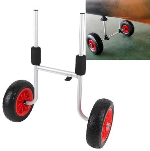 Asixxsix Carro de Kayak, Neumáticos Sólidos de 10 Pulgadas Ancho Ajustable con Carro de Canoas de Servicio Pesado con Protección de Espuma, Accesorios de Kayak