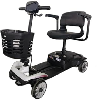 SLK Elite Portable Luxury Mobility Scooter – 4mph, Basket, LED Lights, Armrests – White