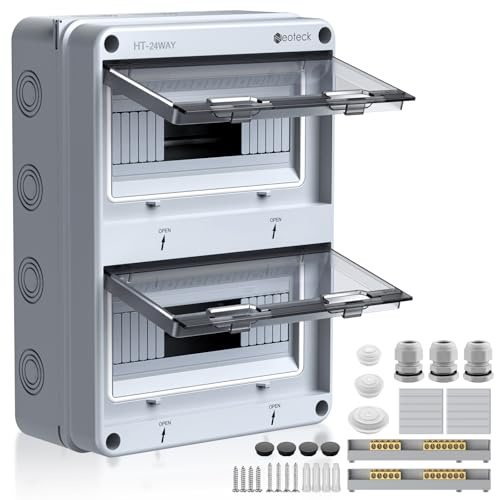 Neoteck Caja de Distribución Eléctrica de Superficie 24 Módulos Cuadro de Distribución Caja Estanca Exterior Impermeable IP65 para Interior y Exterior