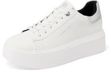 QUEEN HELENA Scarpe da Ginnastica Platform Sneakers con Strass Donna X31-12 (X33-4 Bianco Argento, Sistema Taglie Calzature EU, Adulto, Donna, Numero, Media, 38)