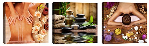 LuxHomeDecor Quadri centro estetico spa benessere 3 pezzi 30x30 cm Stampa su Tela con Telaio in Legno Arredamento Arte Arredo Moderno
