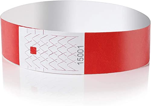 Amazy Bracelets d‘identification (Lot de 500) | numérotés – Bracelets de sécurité imprimables pour contrôler l’accès aux événements et soirées (Rouge), grattoir plaque vitrocéramique