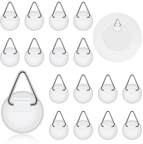 Bomtop 60 Pezzi Ganci Autoadesivi Invisibili, Autoadesivi per Piatti con Gancio in Metallo Ganci Adesivi Plastica Ganci Appendi Quadri per Appendere lastre di Plastica