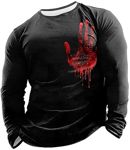 Gefomuofe T-shirt à manches longues pour homme - Tête de mort - Manches longues - Vintage - En coton - Simple - Pour les loisirs - Pour le travail - Printemps - Motif lettres