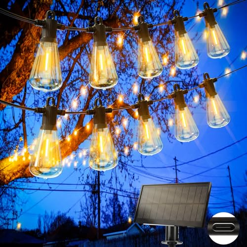 Zuske Solar Lichterkette Aussen, 9.5M Lichterkette Außen Solar mit 15+1 Warmweiße ST38 Glühbirnen, 5 Modi IP65 Wasserdicht Solar lichterkette für Outdoor, Garten, Terrasse, Balkon, Hochzeit