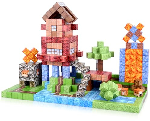 LFZXKJKJ 64Pcs Magnetic Blocks, Building Toys for Boys Girls 4-6 6-8 8-12, Early Education Sensory STEM Toys for Toddlers Kids, Education Stacking Toy Gifts for for 3+ Year Old Boys & Girls