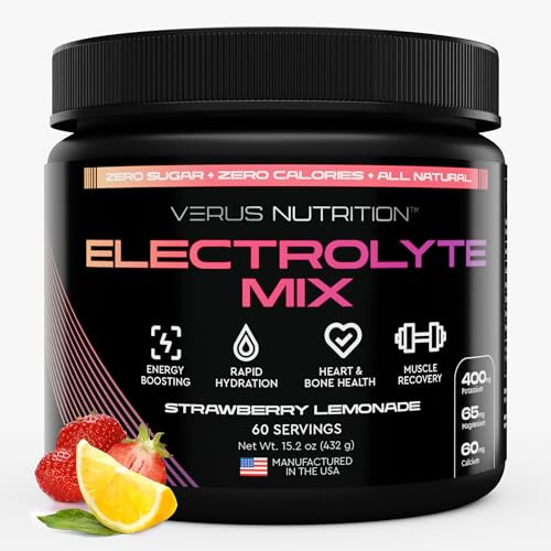VERUS NUTRITION Strawberry Lemonade Electrolyte Powder, Zero Sugar, 60 SVG