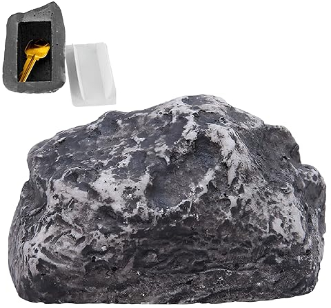 Pietra nascondiglio chiave con scomparto segreto, pietra falsa si sente e sembra una vera pietra, cassaforte esterna, nascondiglio per chiavi per esterni