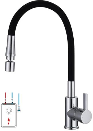Wasserhahn Küche mit flexiblem Auslauf, Niederdruck Küchenarmatur,Strahlregler mit 2 Strahl einstellbar, Armatur Einhebelmischer Mischbatterie 360° Schwenkbar, Spültischarmatur für Küchespüle