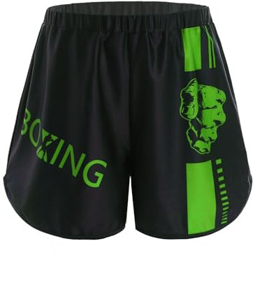 HULIJA Pojkar Muay Thailändska shorts MMA crossträning box shorts grappling korta byxor thaibox shorts kampsport kort träningsshorts sport, Grön, 134-140
