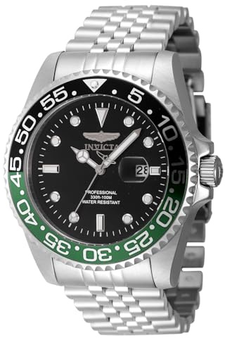Invicta Pro Diver 48387 Herren Uhr - Wasserdicht - Analog - Quarzuhrwerk - Edelstahl mit schwarzen zifferblat - 47mm