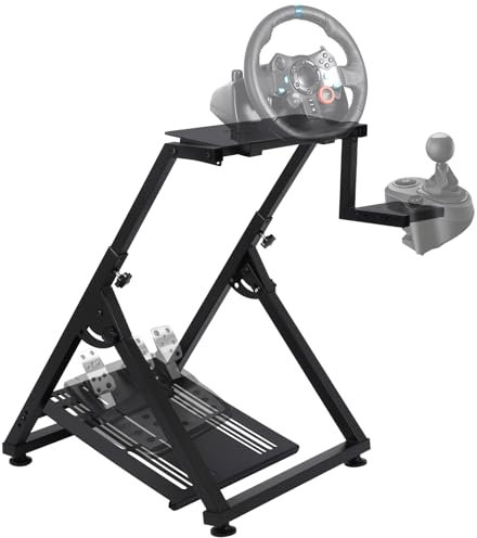 Hipicute Sim Racing Wheel Stand, Heavy Duty Adjustable Cockpit With Shifter Mount | Foldable Steering Wheel Stand for PC/PS5/Xbox | Universal Compatibility (Pedals Not Included)