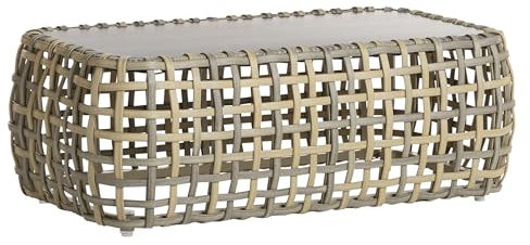 Dehner Lounge-Tisch Washington, in Rattanoptik, 108 x 39 x 58 cm, Aluminium/Polyester/Kunststoffgeflecht, Hellbraun/braun