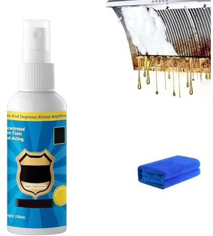 Spray detergente sgrassante magico, spray detergente multiuso senza lavaggio, spray sgrassante per la pulizia della cucina per forni, fornelli, pentole e padelle, lavelli (100ML,1PC)