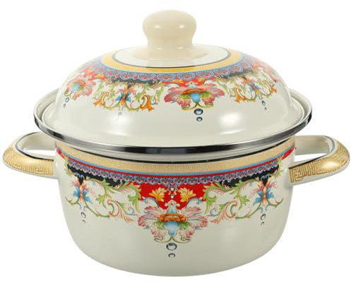 VICASKY Enamel Soup Pot Stew Pot for Kitchen Multi-Function Stew Cooking Casserole Lid for Making Chicken Soup Enamel Material for Home Use