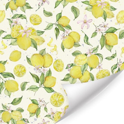 HPNIUB Beige Lemon Wallpaper Peel and Stick Boho Bright Color Contact Paper Watercolor Fresh Citrus Fruit Wall Paper Lemon Floral Removable Wall Mural Yellow/Green Wallpaper for Kitchen(44 * 300cm)
