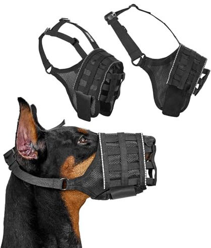 OneTigris Museruola Per Cani, Morbida Materiale in Rete Di Nylon, Per Nutrire E Bere, Impedisce Di Masticare, Rosicchiare, Regolazione Della Taglia in Velcro, Adatto A Cani Di Taglia, XL