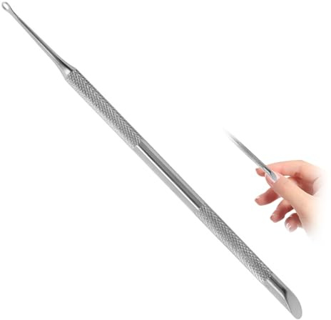 Whimsigulp Pro Manicure Pusher Professional Cuticle Pusher, Slanted and Loop End Metal Orange Stick for Precision Nail Care and Cuticle Management