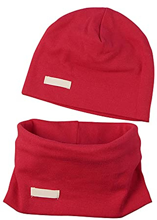 LACOFIA Baby pojkar flickor mössa hatt och krage halsduk set barn supermjuk 100 % bomullskeps spädbarn nödvändigheter stickade mössor och bandana sjalar, 2-pack