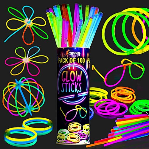 Glow Sticks Party Packs – 100 Glow in the Dark Party Supplies - Bracelets-Eye Glasses-Necklaces – Neon & Festival Accessories –Halloween Decorations- Kids Party Favors & Bag Fillers – 205 PCS