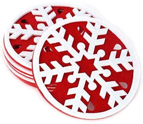 Posavasos de fieltro con diseño de copos de nieve, 6 unidades