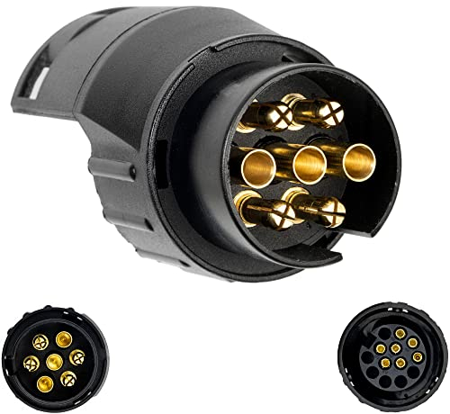 7 auf 13-pol Adapter Stecker, Steckverbindung 13pol Anhänger Stecker zu 7pin Auto Steckdose, 7-13 Pin Adapter nach ISO 1724 und 11446 genormt, AHK Verbinder für 12 V Systeme, Hänger Adapterstecker