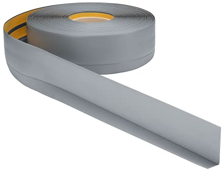 ProfiPVC Weichsockelleiste - Abschlussleiste aus PVC 50x20mm 5 Meter, selbstklebende Bodenleiste, flexible Knickleiste, auch für Küche und Badezimmer, Premium Weich Sockelleiste, Silber