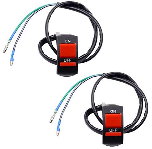 JZK 2 PCS 22mm Motorcycle Handlebar Push Button Switch, Universal Motorbike Handle ON OFF Switch, Motorcycle LED Light Switch ON/OFF
