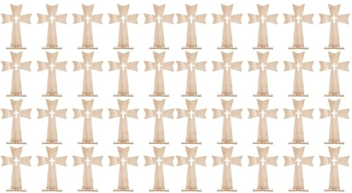 40pcs Unfinished Wooden Natural Wood Cross Wooden Cross for Grave Small Wooden Crosses Cross for Crafts