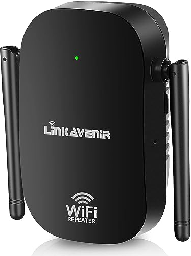 Répéteur WiFi LINKAVENIR 1200Mbps Amplificateur WiFi Puissant Bi-Band 5GHz/2.4GHz WiFi Extender WiFi Repeater Amplificateur WiFi Puissant avec Port Ethernet