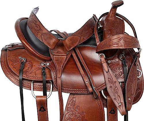 ME-WLS-108 Selle de cheval Western en cuir Marron 25,4 cm à 45,7 cm