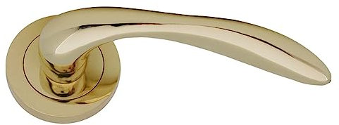 MICEL - 04842 - Juego de Manilla con Roseta (50 mm) y Maneta Ergonómica en Aluminio, Acabado latonado, Color dorado, 140 x 50 x 58 mm