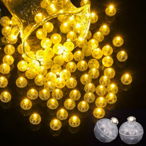 JIZZU 120 Pièces LED Balloon Lumière, Mini Rond Lampes Led Mini Boule Lumineuse pour Décoration Anniversaire Mariage Noël Halloween (Blanc Chaud)