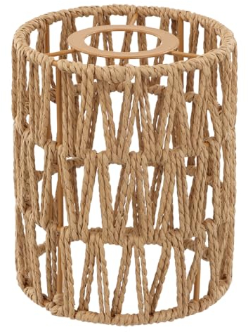 Natürlicher Rattan Lampenschirm - Boho Hängelampe & Stehlampe Design - Pendelleuchtenschirm - Korblampen Hängend, Laterne, Tischleuchte, Hängeleuchten, Deckenlampe - Ersatzschirm Ø 12cm