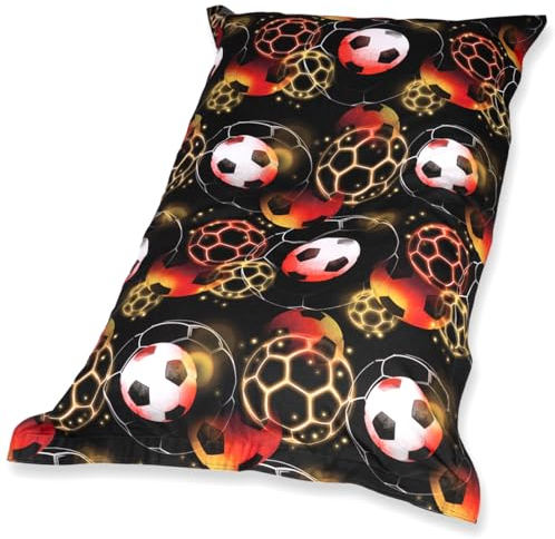 Chillstar XXL Sitzsack Indoor/Outdoor Wasser- und Schmutzabweisend - Bezug abnehmbar und waschbar - Fußball Schwarz Rot Gold | Bean Bag XXL 330 Liter 135 x 175 cm