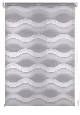 ECOMMERC3 | Estor Enrollable Noche y Día Montaje SIN Herramientas Tamaño 42x150 - Estor Noche y Día SIN Taladro Tamaño Tela 39x145 - Estor Noche y Dia Easyfix Gris Plata