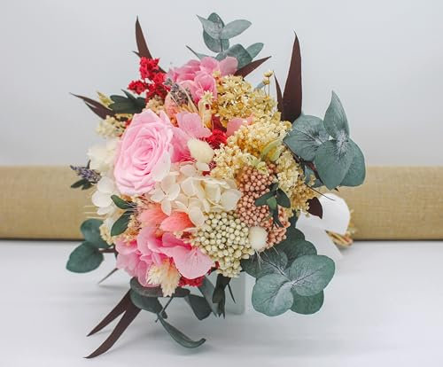 Genérico Ramo de Novia Preservado para Boda Civil - Bouquet con Flores Secas