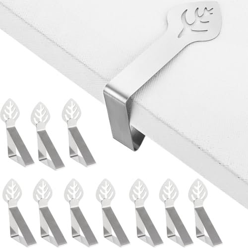 10 Piezas Pinzas para Mantel de Exterior Acero Inoxidable,Pinzas sujeta manteles de Mesa Exterior, Pinzas para Manteles de Mesa,Clips elásticas Mantel,para Cubierta para hogar, Fiestas,Restaurante